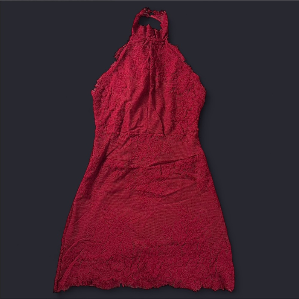 Free People red halter neck mini dress